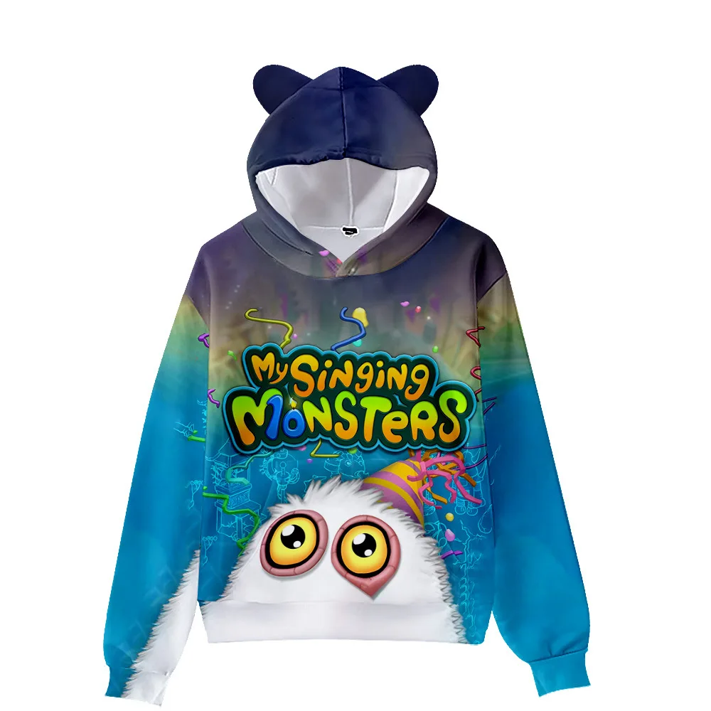 

3D New My Singing Monsters Monster Concert Cat Ears Pullover Hooded Hooded Sweater Adult Children Fashion Loose Sweater