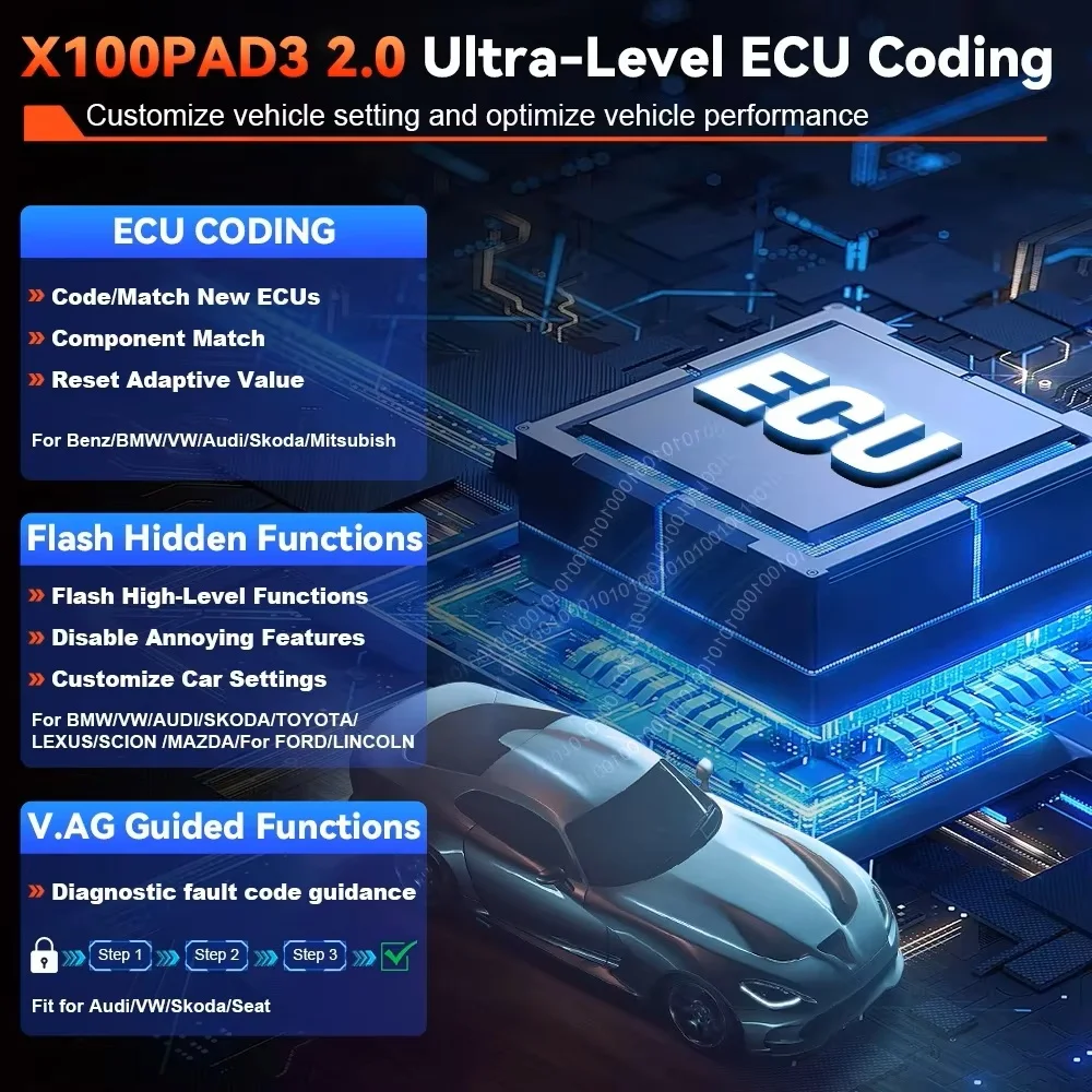 Фото Программатор ключей Xtool X100 Pad3 для автомобилей, считыватель PIN-кодов иммобилайзеров, сканер с KC100 EEPROM, склад США №5
