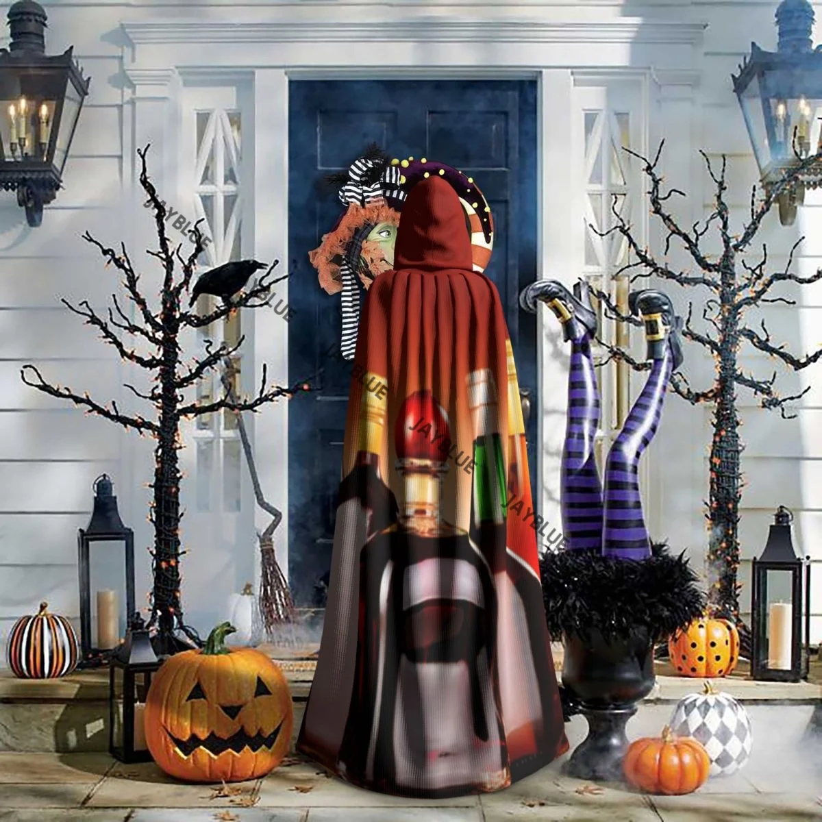 Длинная накидка-плащ Бутылки разных алкогольных напитков Пиво и вино Плащ с