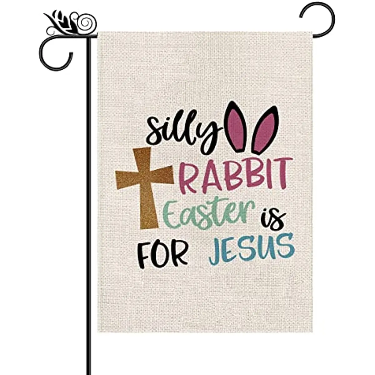 

Easter Garden Flag 12x18 Inch Silly Rabbit Easter is for Jesus Vertical Double Sided Holiday Yard Outdoor Decor