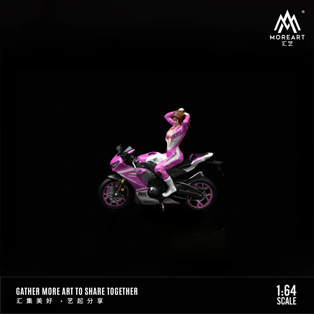 TimeMicro &amp MoreArt 1:64 розовая латте тема Honda Мотоцикл девушка Смола Набор фигурок