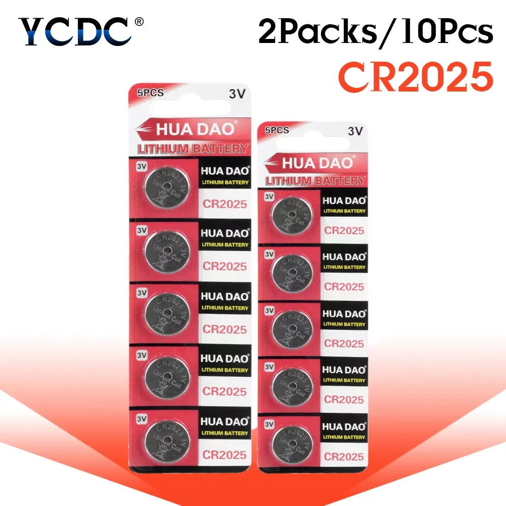 

YCDC 10pcs 3V CR 2025 CR2025 Lithium Button Battery DL2025 BR2025 KCR2025 Cell Coin Batteries For Watch Electronic Toys