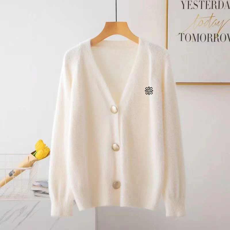 

Women's Golf Imitation Mink Short 2023 Spring and Autumn Korean Edition Versatile Sweater Knitted Coat Golf Knitted Sweater Coat