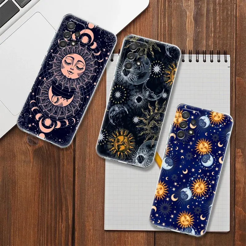 

Clear Case For Samsung Galaxy A53 5G A52 A23 A13 A12 A32 A33 A73 A41 Case Soft Silicone Cover Retro Witches Sun Moon Tarot Totem