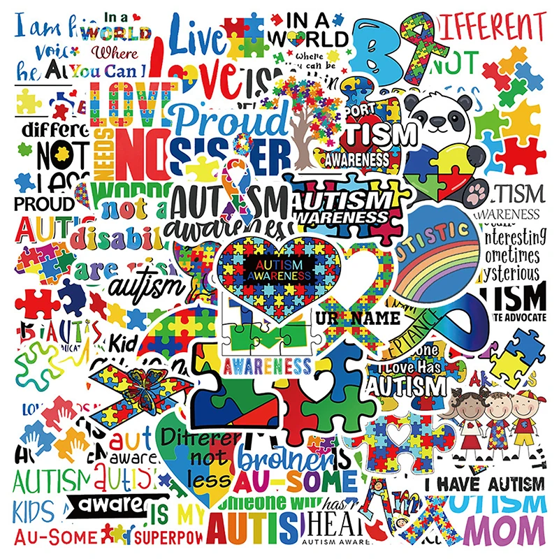 

50pcs Cartoon Autism Stickers Autism Awareness Decal Bike Graffiti Sticker