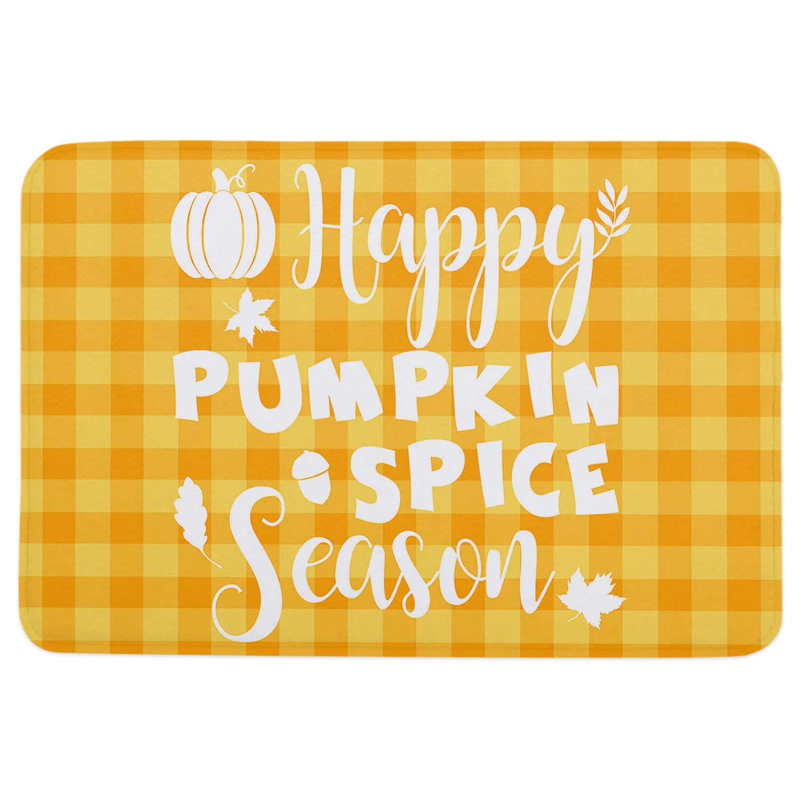 

Lovely Autumn Grid Text Welcome Mat Grounding Mat Rug for Kitchen Floor Rug Bath Mat Bedroom Door Mat