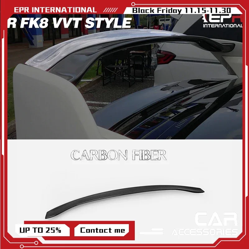 

(Shipping in the US)For Honda 17 Onwards Civic Type R FK8 VVT Style Carbon Fiber Rear Spoiler Add On Gurney Flap