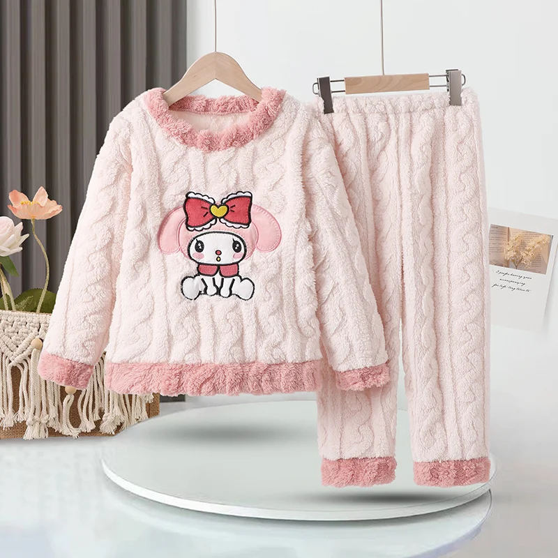 Sanrio Melody зимний фланелевой пуловер с круглым вырезом пижамы для девочек милый