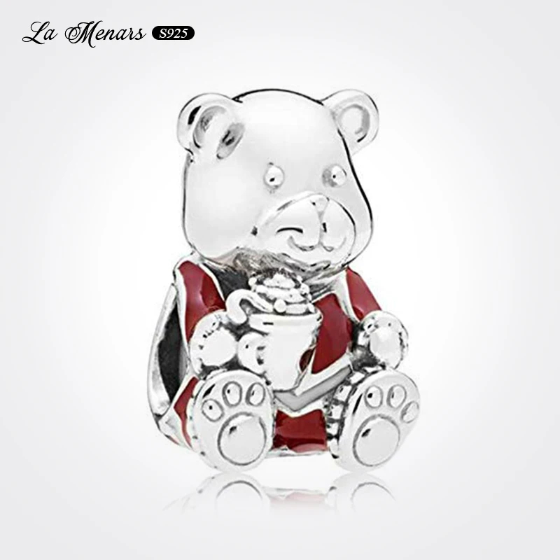 

La Menars New Chiristmas Bear Bead Fit Original Brand Charm Bracelet Genuine Silver Plating Women Jewelry DIY Making