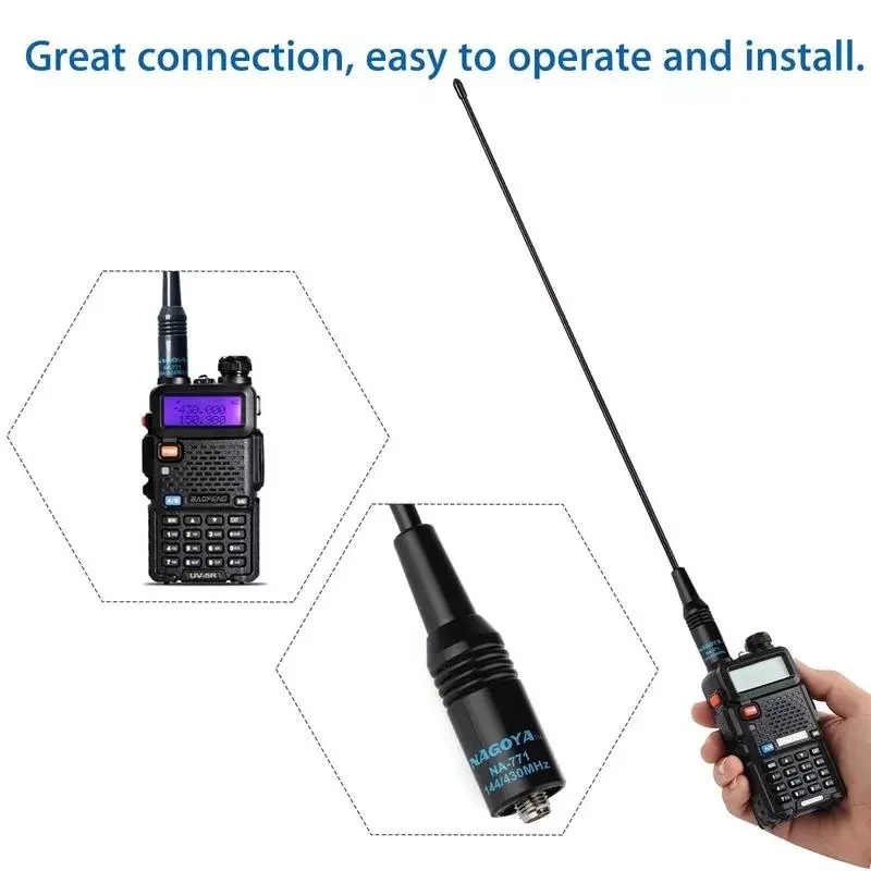 for Baofeng UV5R UV-82 BF-888S Accessories 38cmNA-771 SMA-Female Dual Band 10W Walkie Talkie Antenna