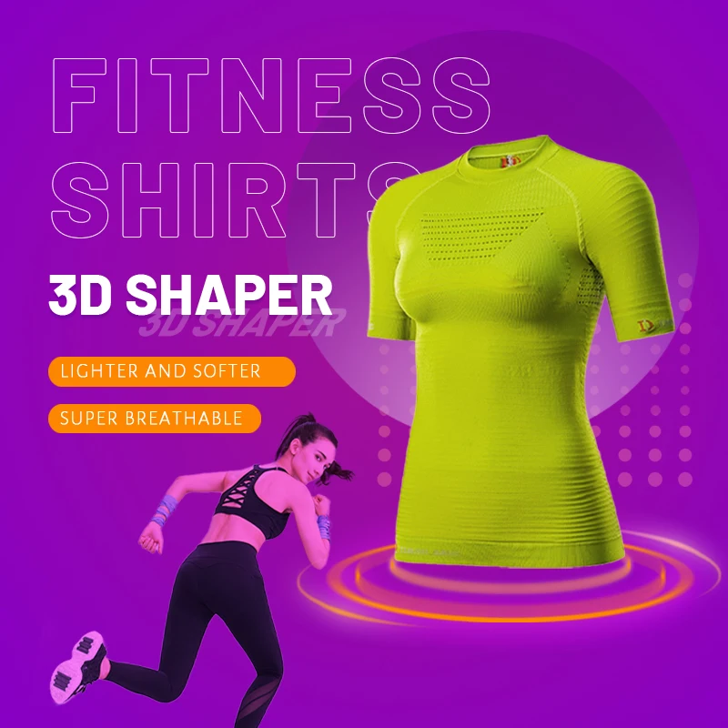 Woman Seamless Sport T-Shirts Tight Compression Clothings 3D Body Shaper Breathable Cycling Gym Tactical Workout Run Costume Set