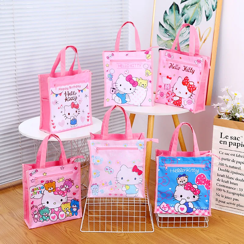 

Kawaii Sanrio сумка для покупок HelloKitty Mymelody Kuromi Студенческая мультяшная двухслойная сумка для макияжа Милая Женская Ручная сумка для хранения