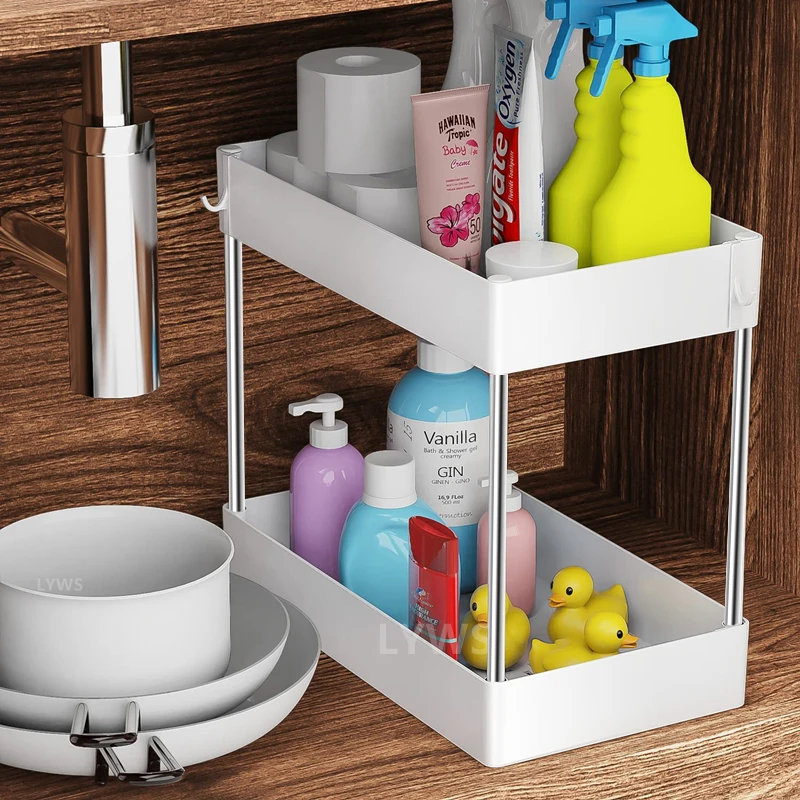 

Bathroom Organizer 2 Tier Drawer Under Sink Organizers Bathroom Furniture Sliding Baskets Under Cabinet Storage Cosmetic Racks