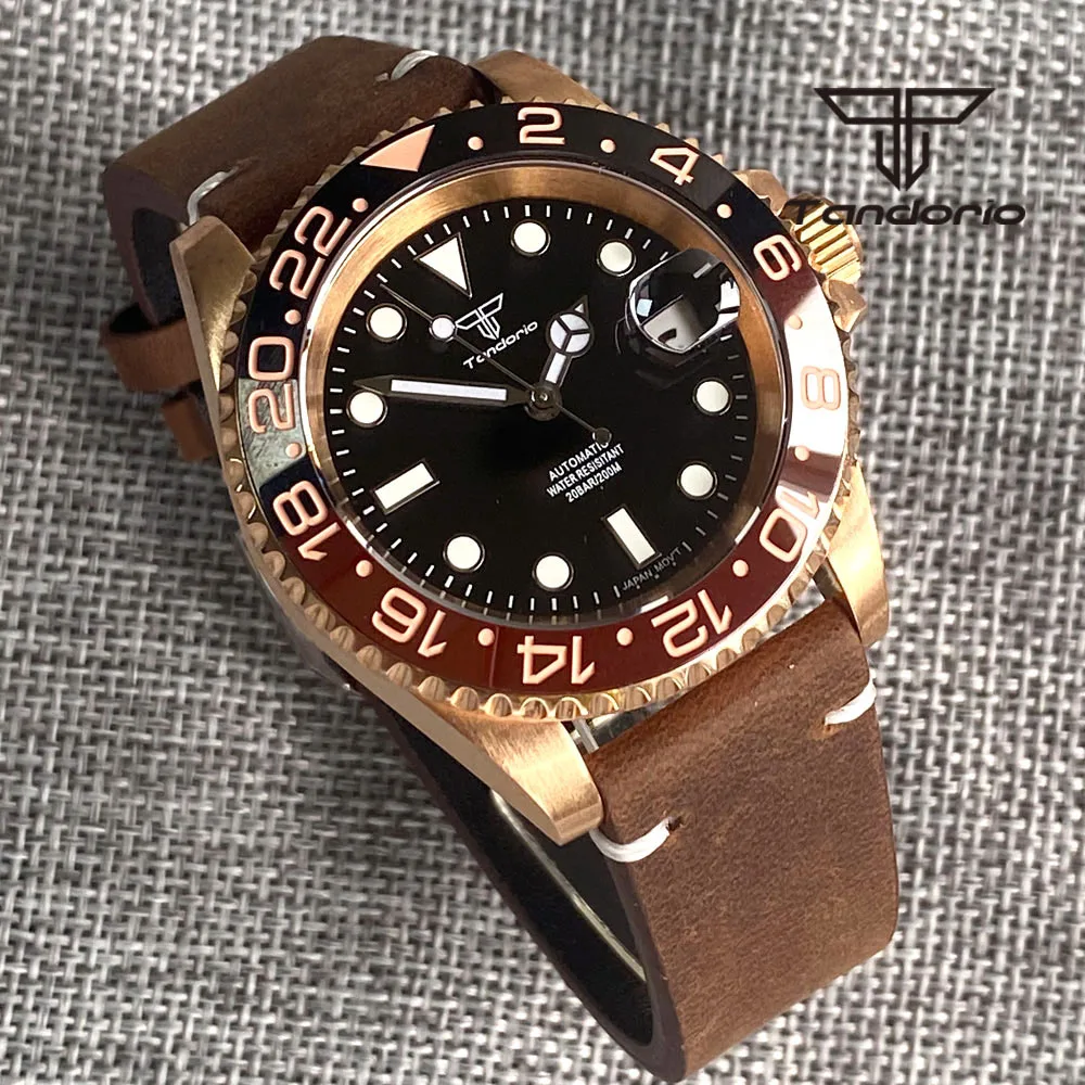 

Tandorio 40mm NH35A Solid Full Cusn8 Bronze SUB Automatic Men Watch Sapphire Crystal 200m Waterproof Men Watch 120 Clicks Bezel