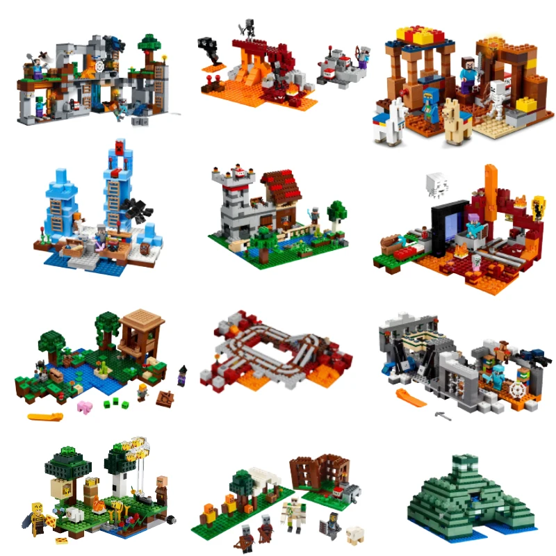 

Compatible 21124 Myworld The End Nether Portal The Villager Raid The Bedrock Adventures Building Blocks Sets with Dolls Toys