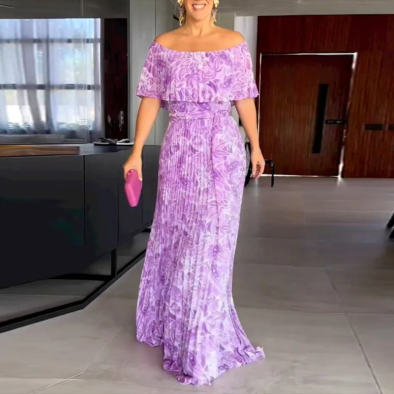 

Женское шифоновое длинное платье с цветочным принтом, без бретелек