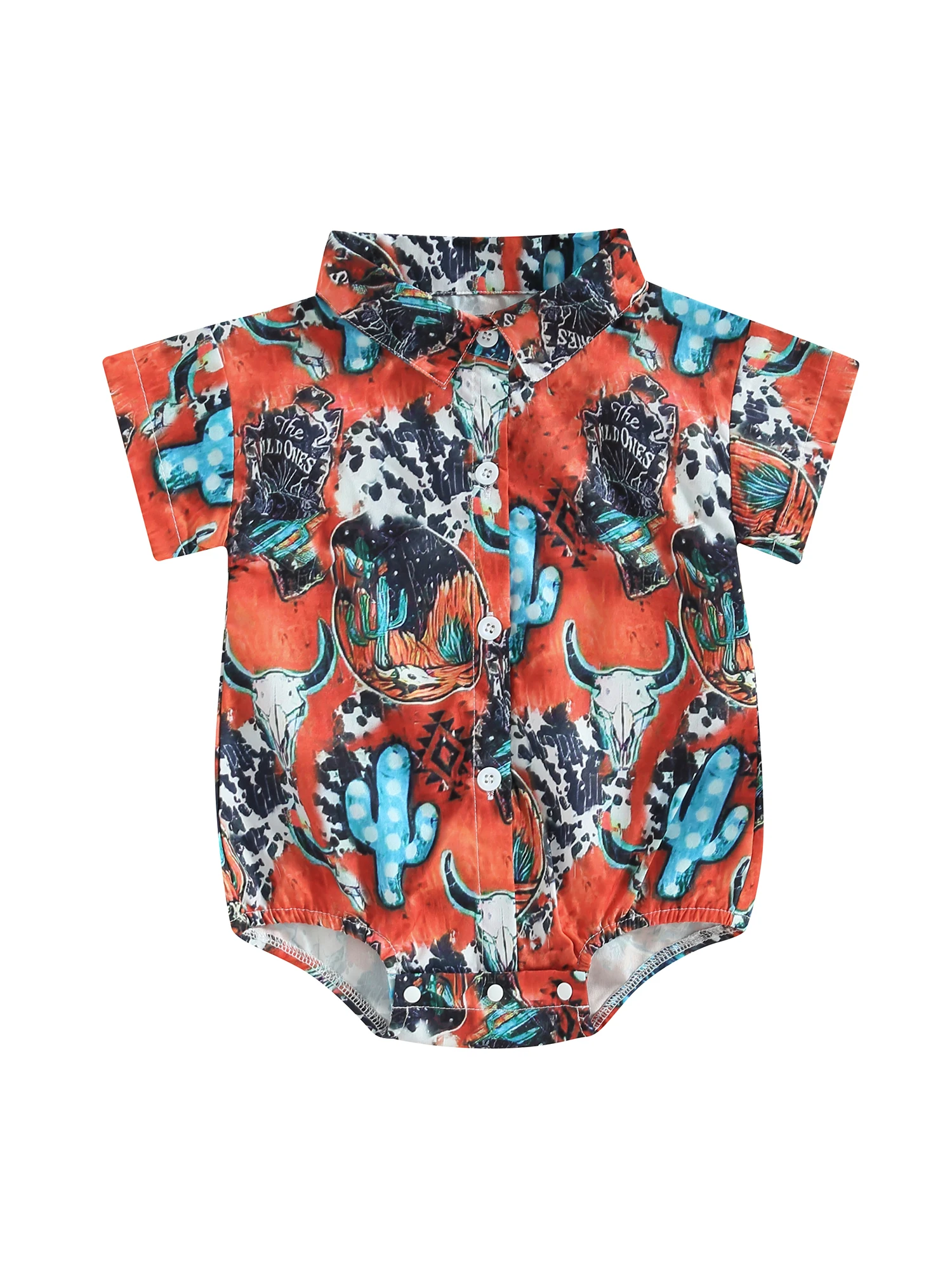 

Детский комбинезон для мальчиков с коротким рукавом и отложным воротником