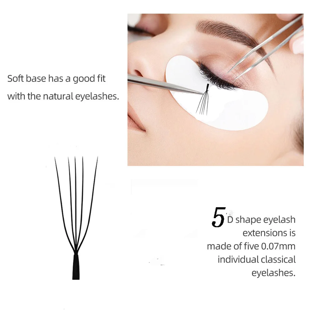 Фото Qbeautylash Cílios LU/C/D Curl 5D YY Наращивание ресниц в форме готовые объемные веерные мягкие натуральные индивидуальные ресницы YY №5
