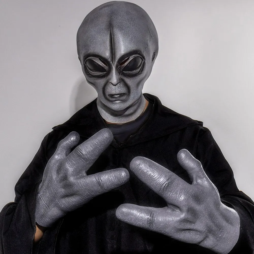 Фото 51 область НЛО Alien маска перчатки косплей внеземного организма Монстр череп из латекса шлем руки Хэллоуин костюм реквизит №2