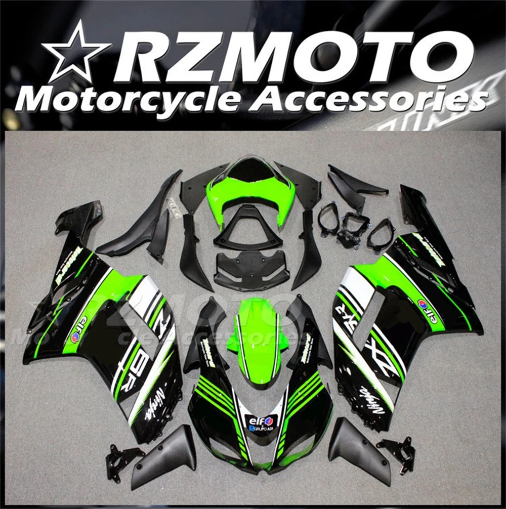 

4Gifts New ABS Whole Motorcycle Fairings Kit Fit for Kawasaki Ninja ZX-6R ZX6R 636 2007 2008 07 08 Bodywork Set Green Black