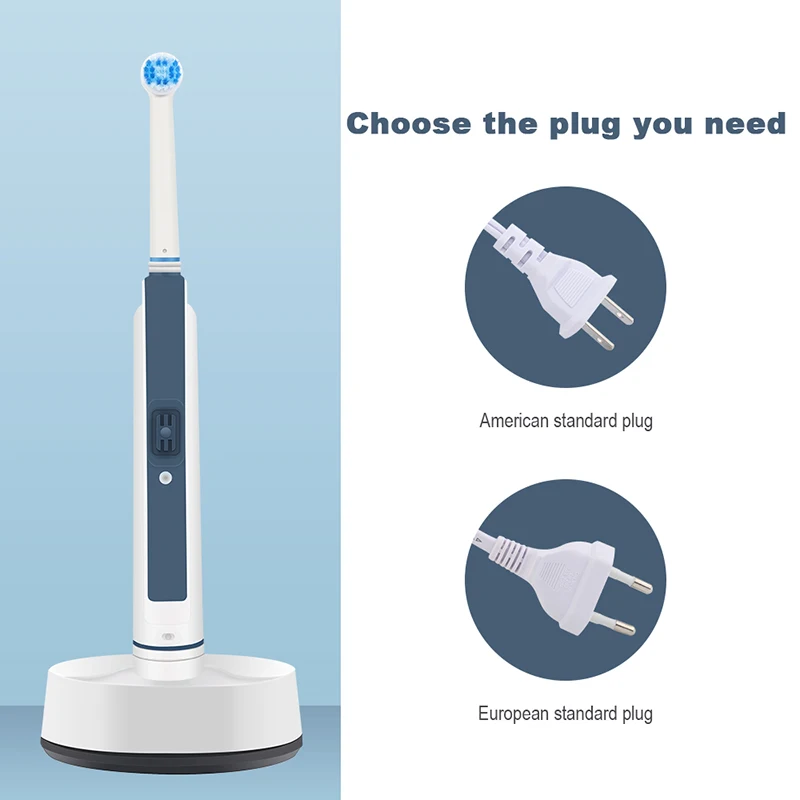 Rotary Electric Toothbrush with Base Rechargeable Dental Automatic High Frequency Vibration Tartar Stains Remove Teeth Whitening enlarge