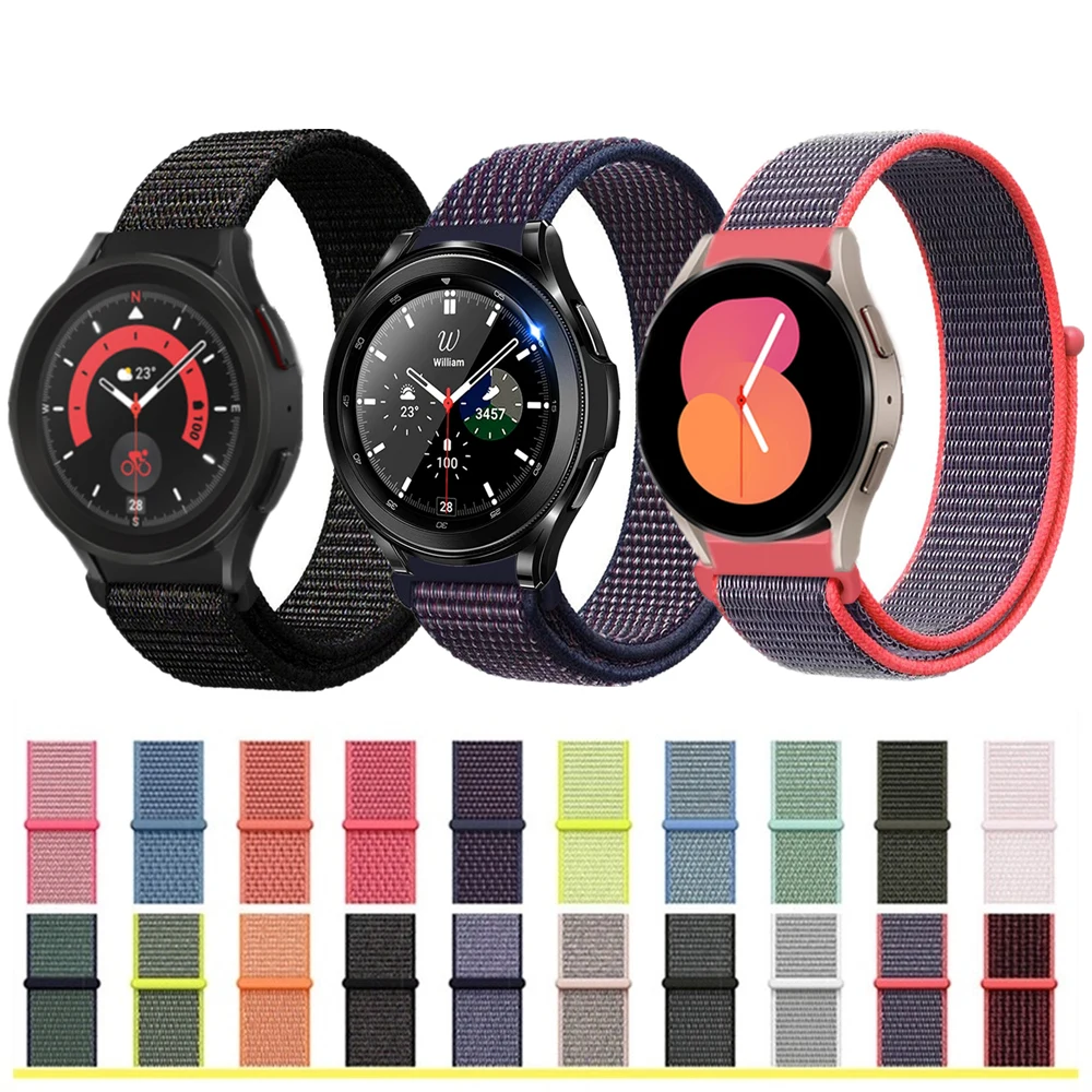 

20mm Woven Watch Strap For Samsung Galaxy Watch4 Classic 42mm 46mm Watch5 Pro Hook&Loop Wrist Band For Watch5 40mm 44mm Bracelet