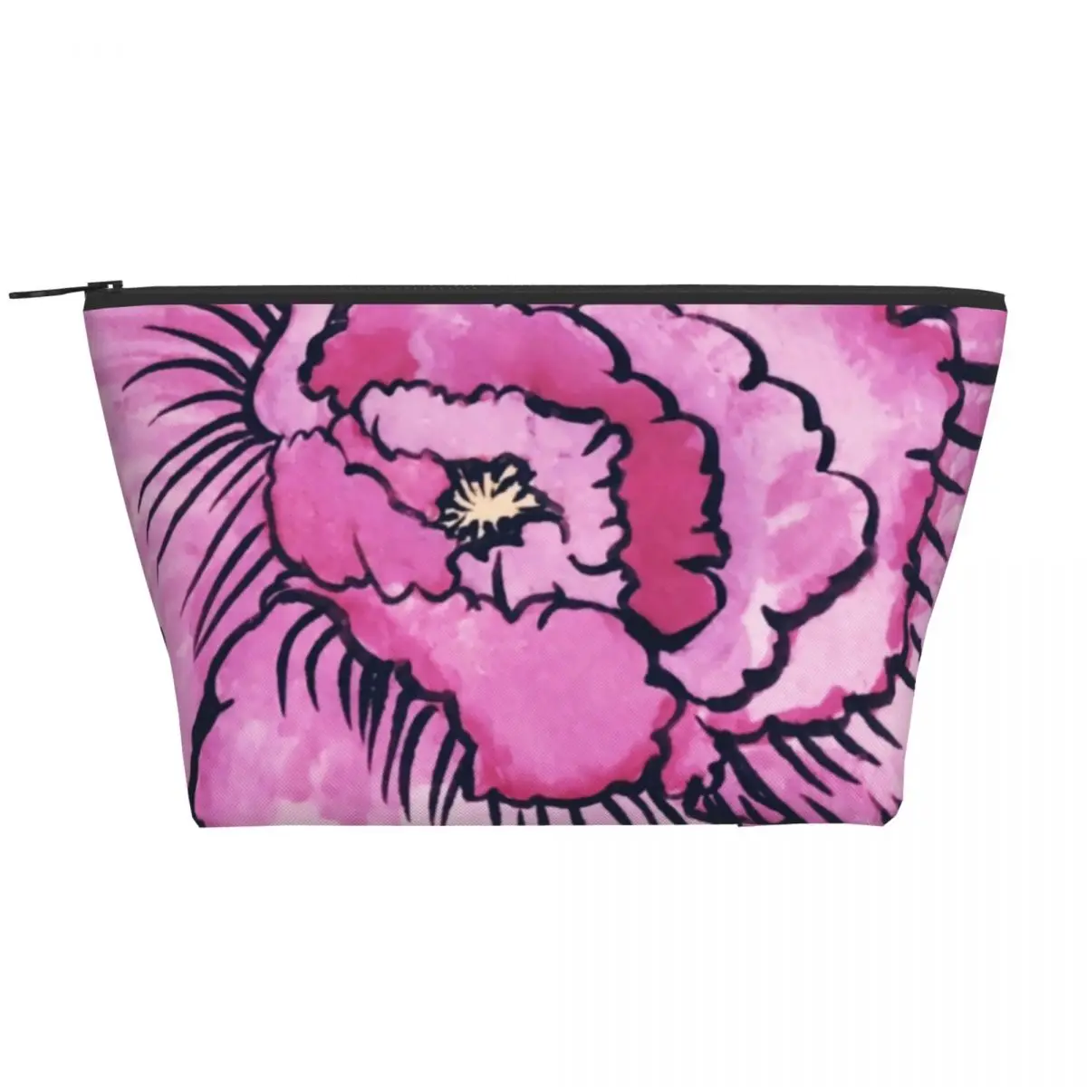 

Big Pink Flower Zip Storage Organizers Abstract Floral Print Multi-purpose Restroom Makeup Pouch Woman's Cosmetic Bags