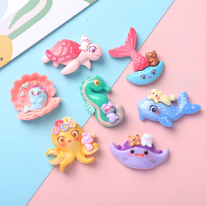 Мультяшные морские животные серии Дельфины из смолы 10 шт