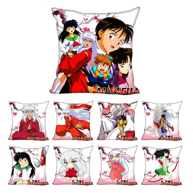 

New Inuyasha Pillowcase Wedding Anime Pillowcase Home Decor Cushion cover Gift For Anime Loving Double-Sided Print 45x45cm