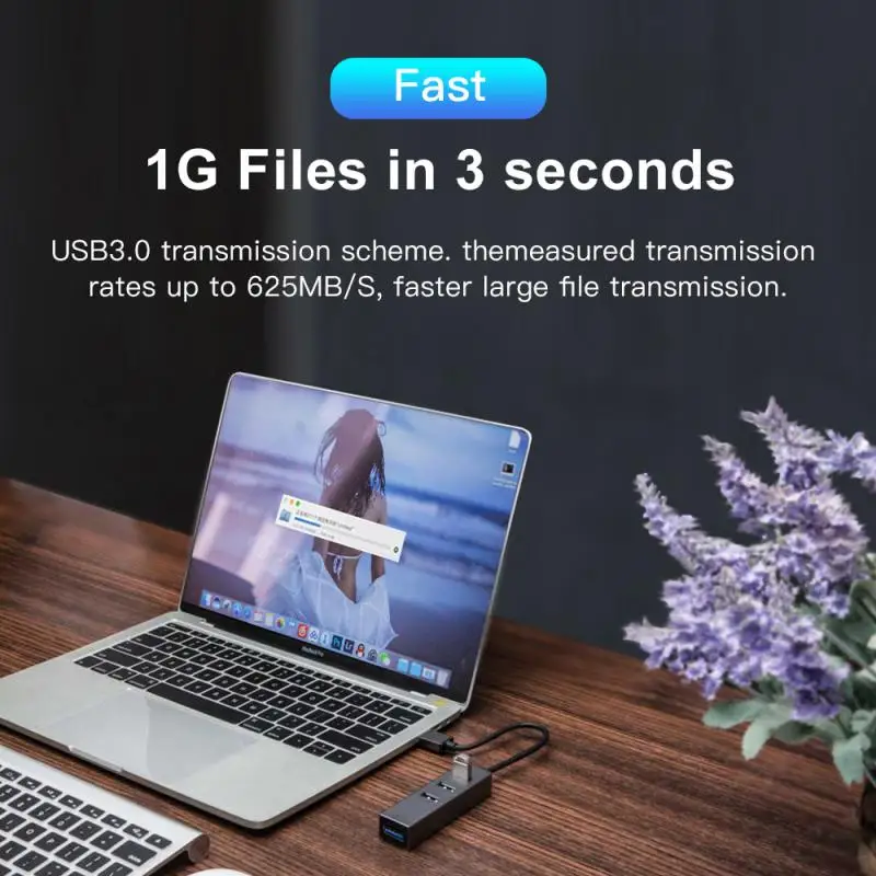 

4-портовый разветвитель USB 3,0 из алюминиевого сплава, для ноутбука, конвертер OTG, адаптер для компьютера, док-станция USB