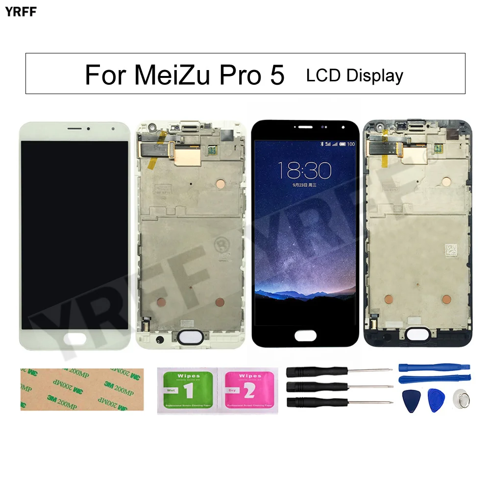 

Оригинальный ЖК-дисплей с рамкой для MeiZu Pro 5, ЖК-дисплей, стеклянная панель телефона, запасные части, 100% Протестировано