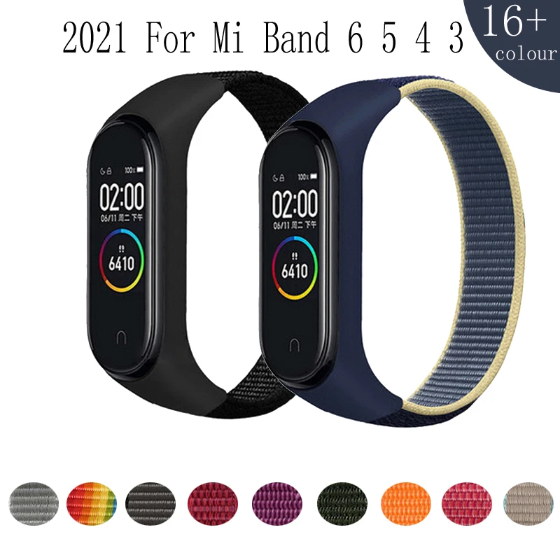 

Браслет Correa Mi Band 6 5 4 3 ремешок для часов Solo Loop нейлоновый дышащий спортивный умный Браслет Xiaomi Pulseira умный фитнес-браслет