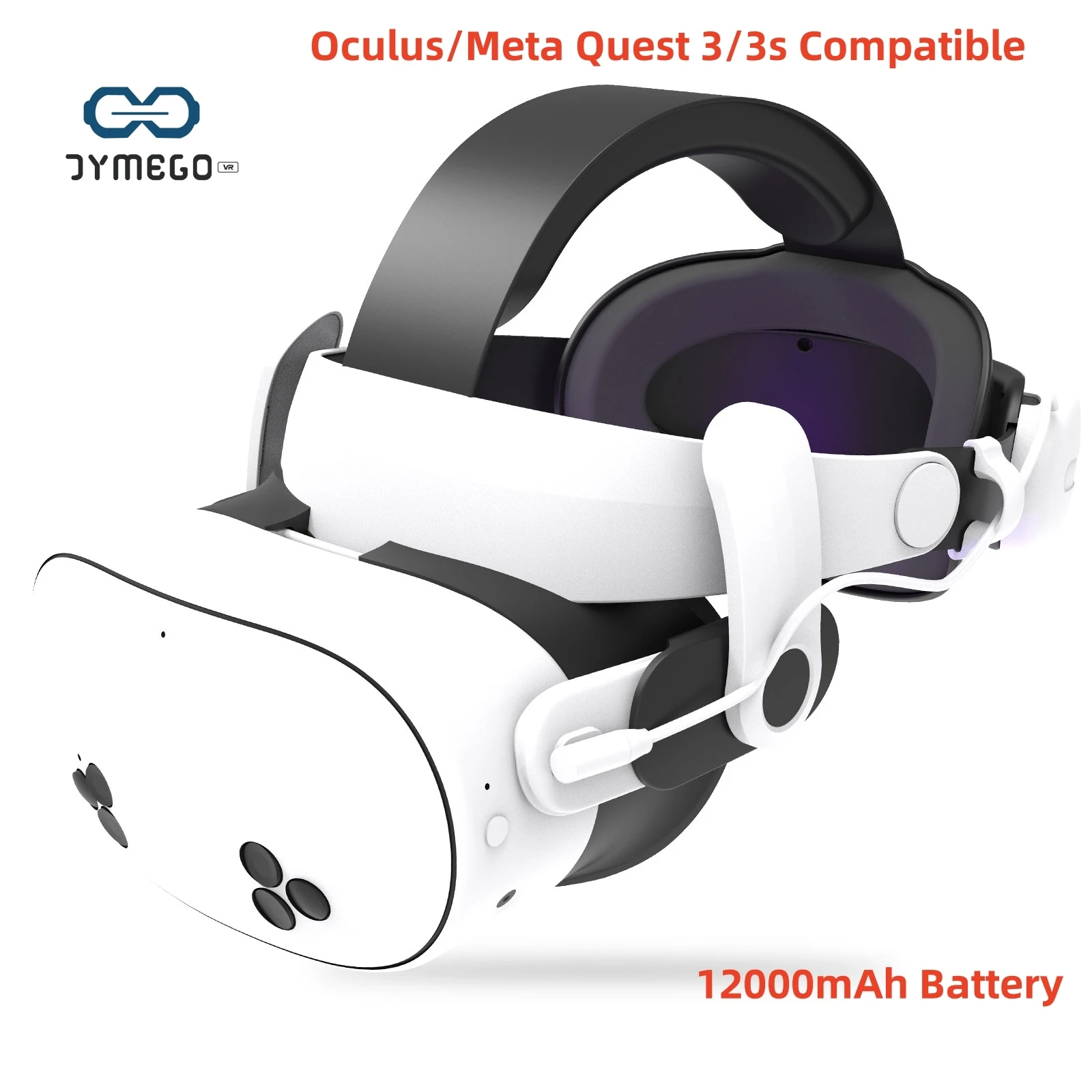 Фото Для Oculus/Meta Quest 3/3s 12000 мАч Ремешок на голову с аккумулятором VR Аксессуар Расширенное время игр Регулируемый комфортный дизайн №2