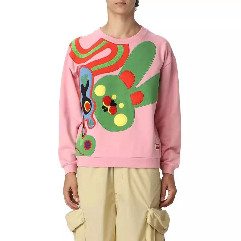 

Женский пуловер с вышивкой и круглым вырезом, Свободный Топ с рукавами, Повседневная мода, высокое качество, уличная мода, новинка, Y2K, 2023FW