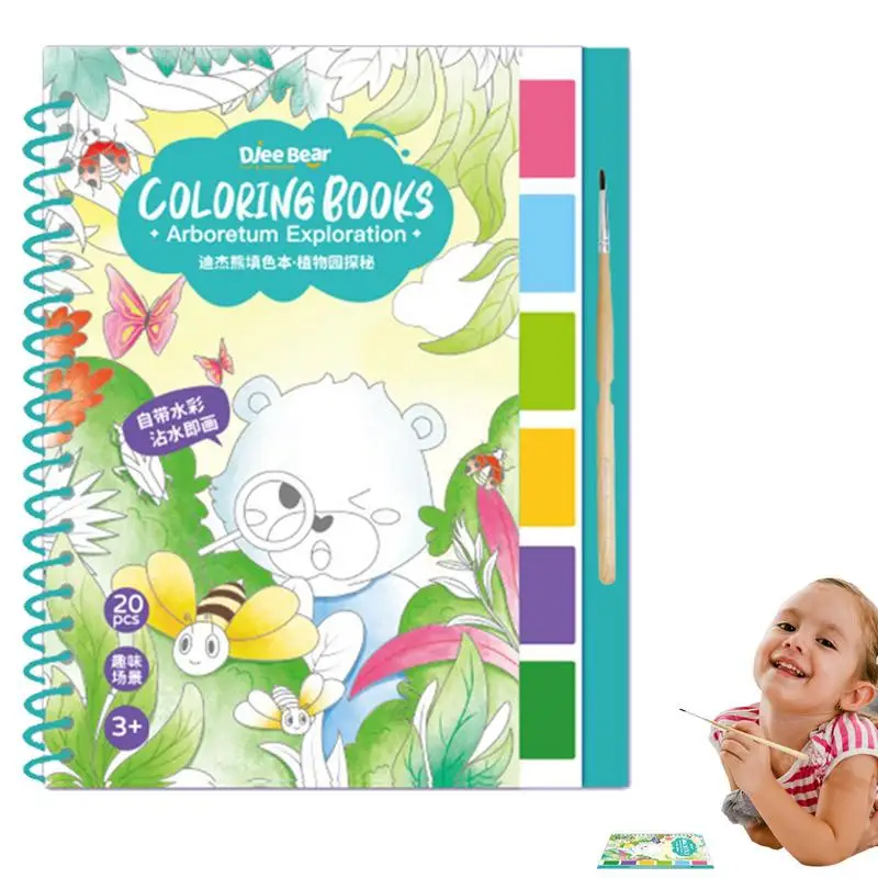 

Colorful Animal Paint Watercolor Paint Book Travel Drawing Doodle Coloring Magic Watercolor Book for Preschool Kids Graffiti Toy