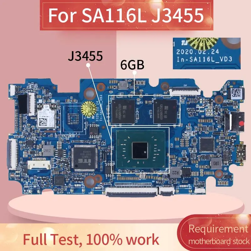 

For SA116L J3455 Laptop Motherboard SA116L_VD3 6GB SREKK Notebook Mainboard