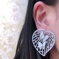 missvikki luxury popular big heart butterfly earring for women accessories full cubic zirconia earrings pendientes mujer moda