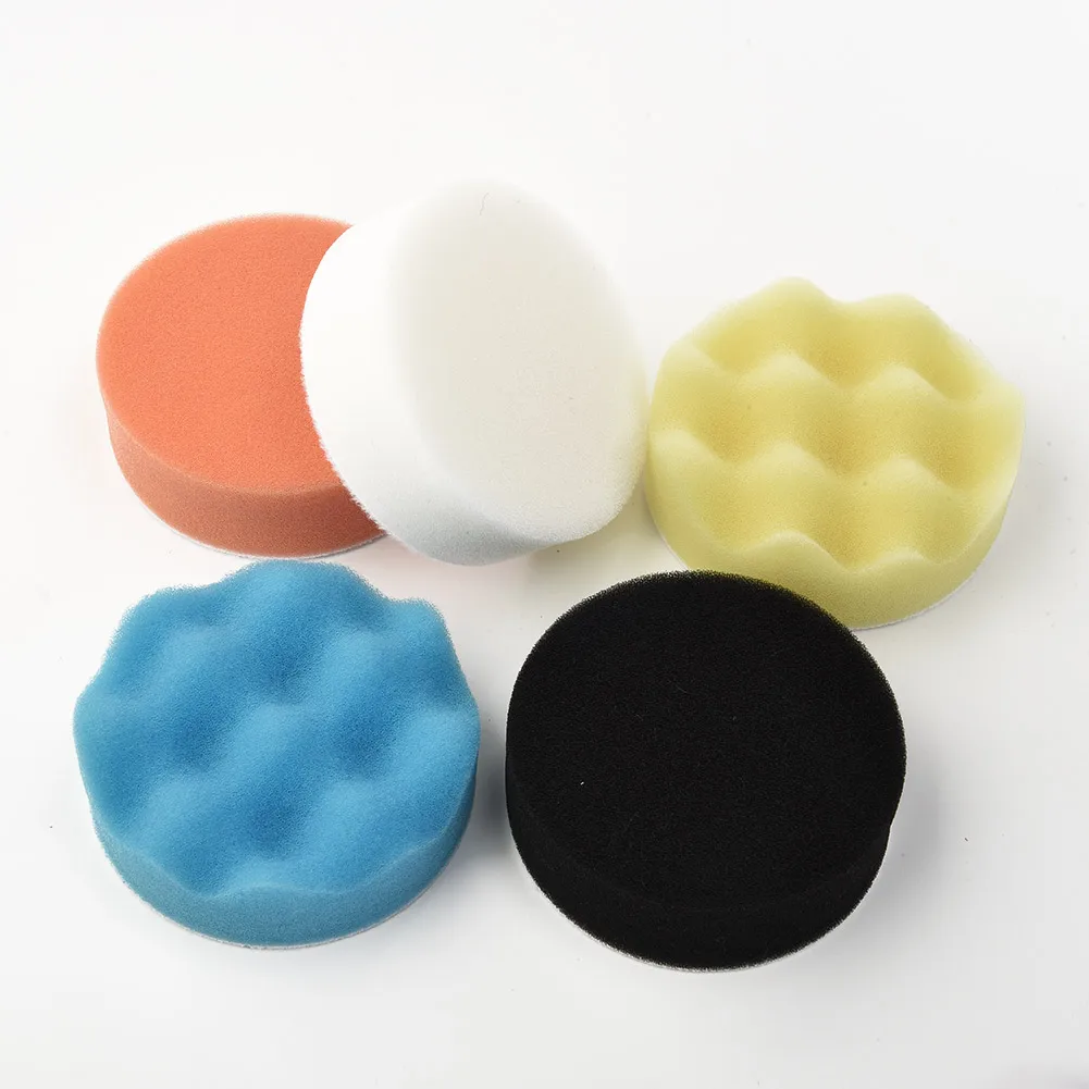 

50pcs 3 Inch/75mm Diameter Polishing Pads Sponge Sanding Buffing Discs Car Cleaning Waxing Tool Orange Yellow Blue Black