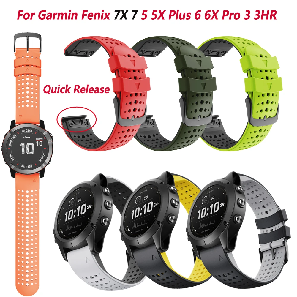 

26 22mm Silicone Smartwatch Band For Garmin Fenix 7X 7 5 5X Plus 6 6XPro 3HR Enduro D2 Bracelet Quick Release Wrist Strap Correa