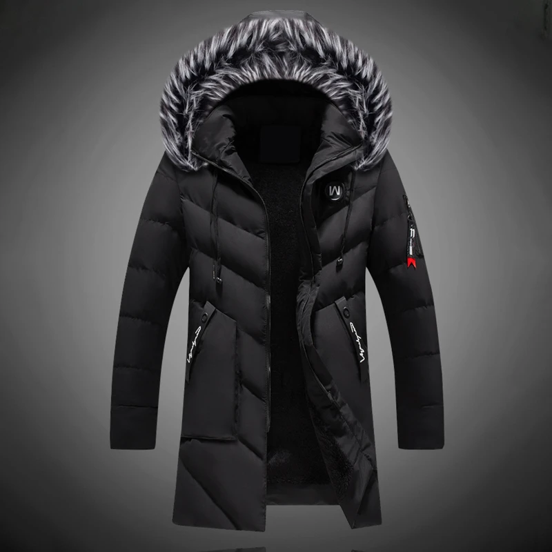 

Winter Jacket Men Fur Hooded Male Parka Jacket Mens Solid Thick Jackets Warm Coats Man Fleece Parkas Windbreaker 2021 Fashion