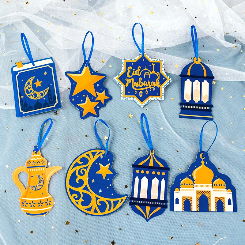 

Eid Mubarak Hanging Decoration Tag Ramadan Kareem Gift Labels Star Moon Pendant for Home Islamic Muslim Eid Al-fitr Party Supply