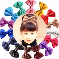 30pcslot 4 glitter big sequin hair bows barrettes chic messy diy girls hair accessories hair clips for women girls hairgrips