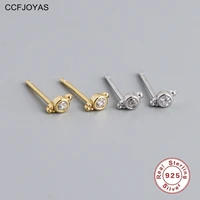 ccfjoyas mini 925 sterling silver stud earrings simple small fresh round zircon small earrings student studs gold silver jewelry