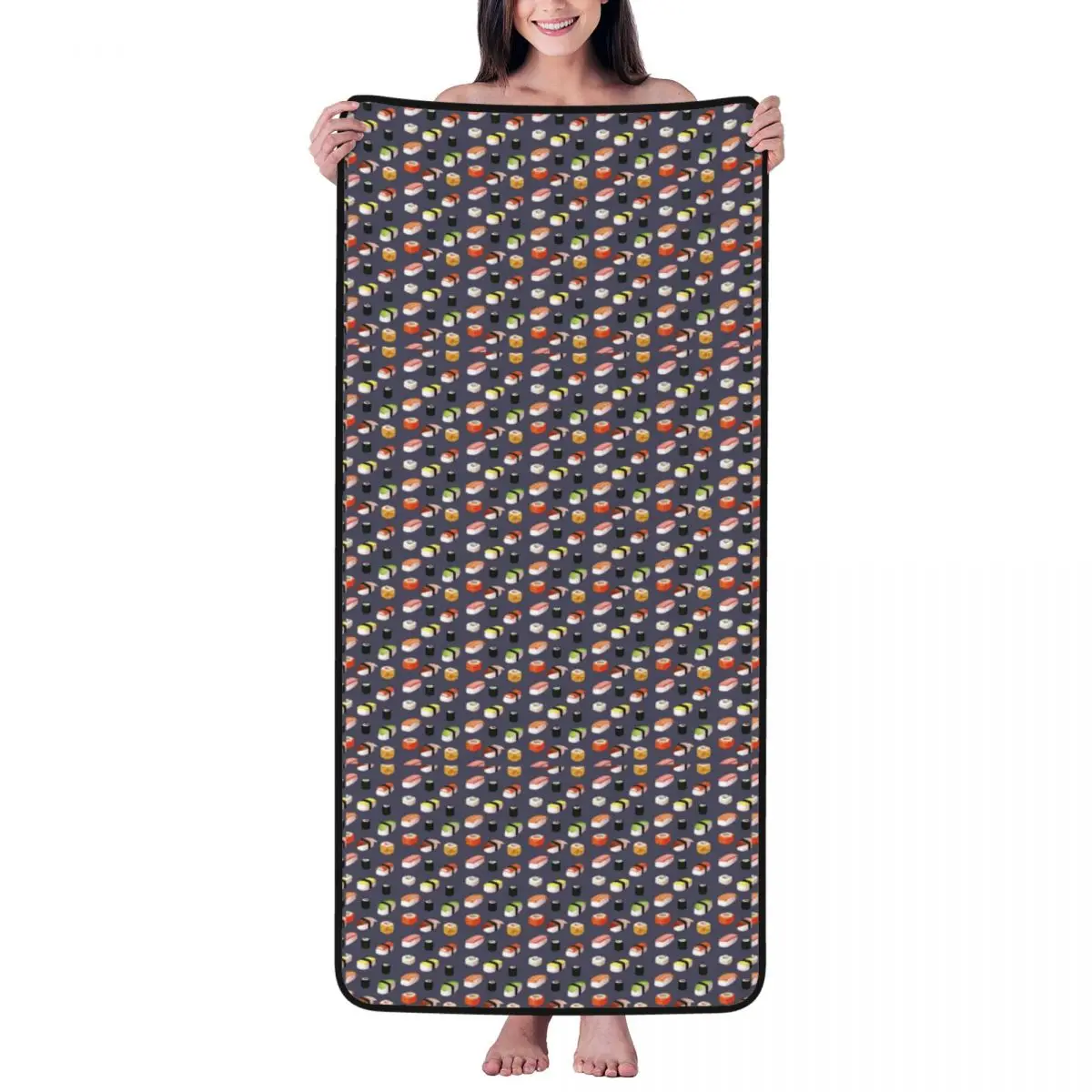 

Sushi Pattern Beach Towel for Adult Kids Microfiber Bath Towel Blanket for Camping Swim Pool Travel Beach Gym