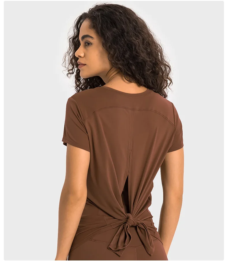 LuluWomens Clothing Gym Shirts Yoga Sport Top Outdoor Jogging Women's Short Sleeve Top Sportswear Butterfly Bandage T-shirts