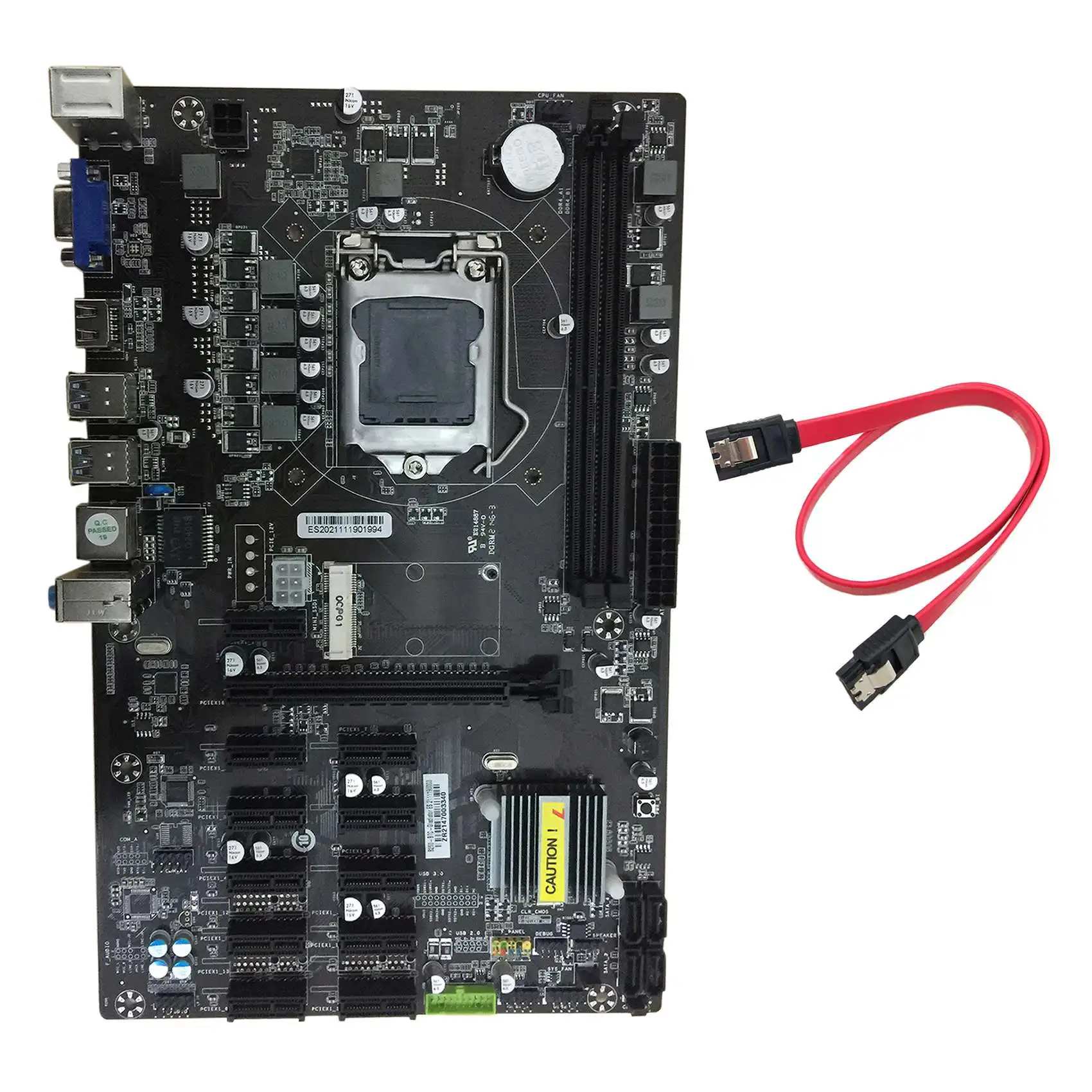 

B250 BTC Mining Motherboard 12 PCI-E Slots LGA1151 DDR4 Memory USB3.0 SATA3.0+MSATA with SATA Cable for Bitcoin Mining