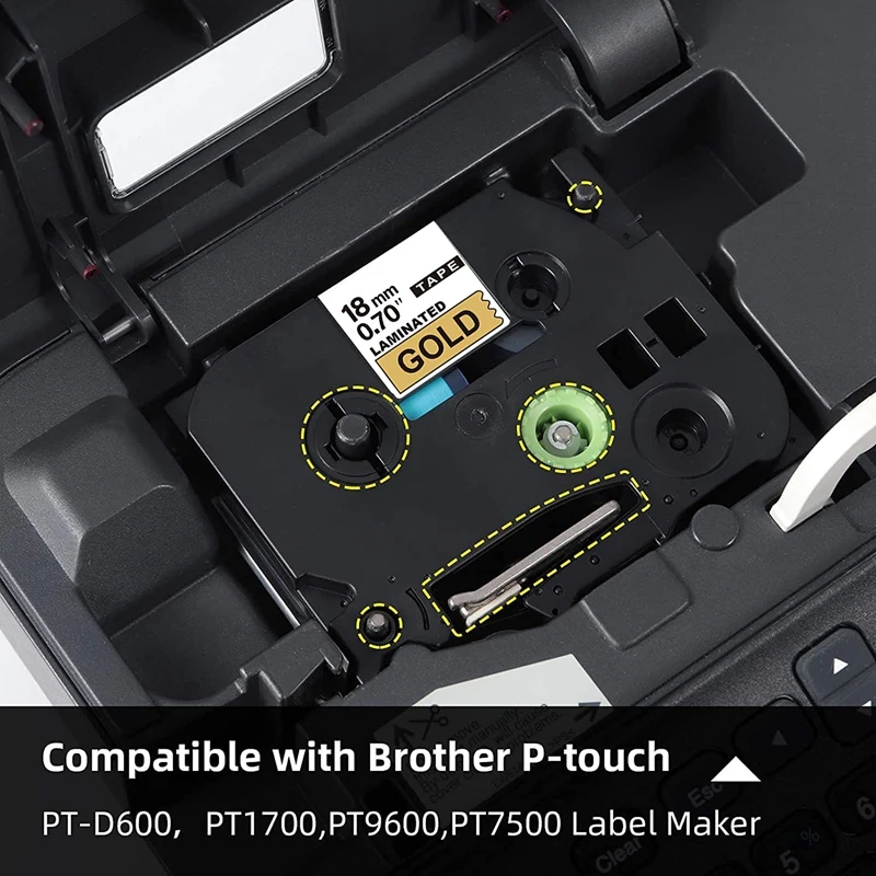 Фото Ламинированная лента для Brother Ptouch Tze-841 Tze841, ламинированная лента черного цвета на золоте для Brother PTD400AD, устройство для изготовления этикеток, 2 шт. №4