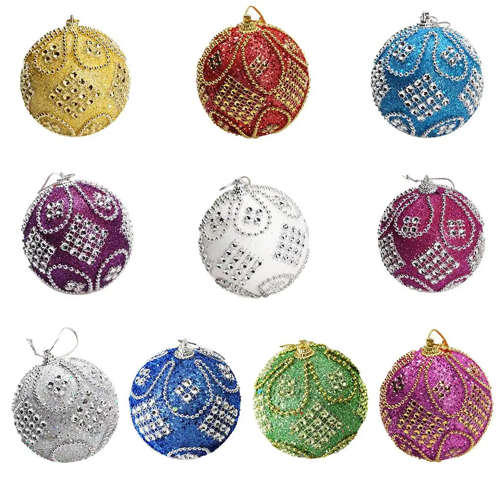 

1PCs Christmas Ball with Glitter Beads Christma Tree Pendants Merry Christmas Decor For Home 2022 Happy New Year Naviidad Favor