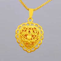 vietnam alluvial gold 24k charms 2019 new design big heart pendants for necklace making jewelry fittings womens heart pendants