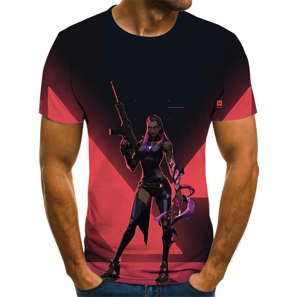 

Valorant Графические футболки для мужчин Camisetas Ropa Hombre Camisa Masculina топы одежда летняя уличная одежда мужская одежда Clo